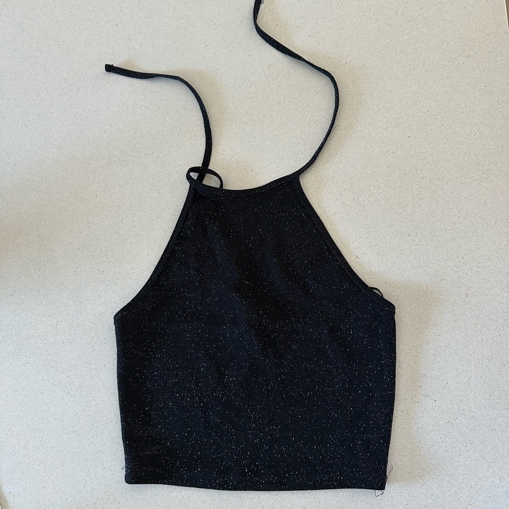 Garage black sparkle tank top